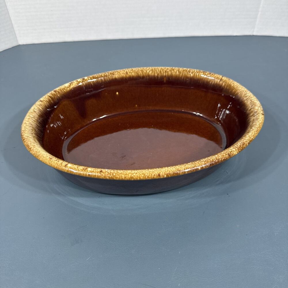 Hull Pottery Brown Drip Oval Bowl 9-3/4"L x 7-1/4"W x 2-3/8"H. Casserole Dish